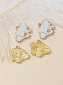 8pcs Fashionable 3D Zinc Alloy Dripping Paint Cute Dog Pendant Necklace, Bracelet, Key Chain, DIY Jewelry Accessories