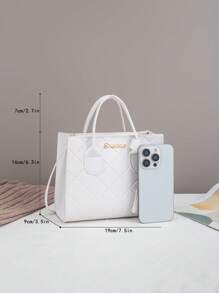 New Small Square Bag, Lychee Handbag, Cross-Body Bag For Women, Women's Bag, Light Blue Bag - White - View 3