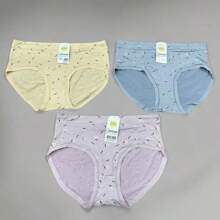 3pcs All Over Print Panty - Yellow Purple Light Blue - View 4