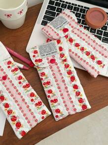 1Pc Cute Strawberry Pattern Glasses Bag,Girls Glasses Storage Box, Sunglasses Accessories Featuring A Cute Anime Style, Cartoon Design, And A Girlish Heart Pattern, Perfectly Protecting Sunglasses And Making It A Great Gift. Travel Essentials Travel Accessories Travel Must Haves - Multicolor - View 5
