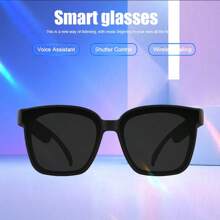 Wireless Smart Glasses With Audio And Voice Call Capabilities, Rechargeable Music Glasses With Built-In Microphone For Hiking Indoor And Outdoor Entertainment - Ink Black - View 2