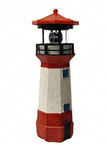 Solar Lighthouse Outdoor Solar Rotating LED Lighthouse Light Waterproof Lighthouse Statue Decorative LED Rotating Lamp For Garden Landscape Outside Yard ,Red Beacon Light House