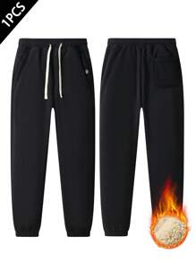 Women's Warm Sherpa Lined Athletic Sweatpants Jogger Fleece Pants With Zippered Pockets 1pc