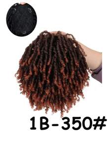 男士短款合成纤维编织假发，爆炸头波波头造型，黑棕色钩针编织假发，多层透气仿脏辫假发，适合日常佩戴 - 彩色 - 查看 10