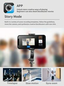 AXNEN Gimbal Stabilizer With Extendable Selfie Stick Tripod, With Fill Light And Wireless Remote Control, Compatible With Smartphones - Black and White - View 11