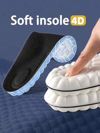 1 Pair High Elasticity Latex Shoe Insoles Shock Absorption Arch Support Breathable Insoles For Sports Shoes, Foot Protection For Long Standing