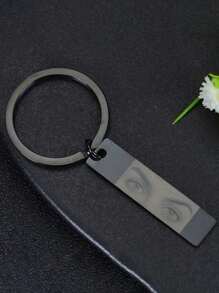 1 件定制照片眼睛形钥匙扣，不锈钢吊坠项链，时尚矩形钥匙圈，独特周年纪念珠宝礼物，创意定制眼睛钥匙扣，送给亲人的礼物，全年