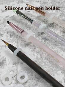 5 pièces support antidérapant pour pinceaux à ongles pouvant être placé à tout moment, en matériau silicone, bonne flexibilité, facile à utiliser, peut être assorti à tous les types de stylos, simple et pratique, anti-chute et anti-glissement, accessoires pour manucure adaptés à diverses scènes de nail art