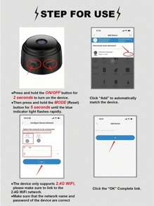 GENAI 1/2/4pcs Home Security Camera -720P WiFi Nanny Cam With Night Vision, Motion Detection, And Home Security For Indoor Outdoor Pet Monitoring - Compact And Discreet Design (Support 2.4GWIFl Only)