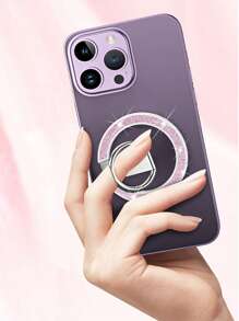 Suporte Magnético de Anel 3 em 1, Brilhante com Glitter, Ultra Fino e Leve, Magnético Forte, Rotação de 360°, Dobrável, Material de Liga, Portátil e Universal, Design de Decoração de Mesa, Compatível com iPhone, Celulares Android, Presente de Aniversário, Presente para Família e Amigos, Suporte de Anel, Pegador de Celular, Acessórios de Celular - Multicolorido - Visão 6