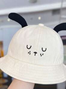 1pc Kids Cute Dog Ear Design Sun Protection Versatile Bucket Hat, Summer