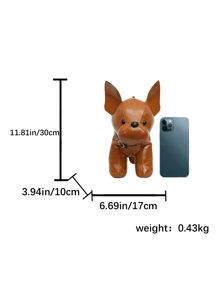 1pc Fashion PU Leather Small Dog Decor Crossbody Bag, Women Casual Cartoon Bulldog Shoulder Pouch, Simple Animal Handbag Suitable For Daily Commute
