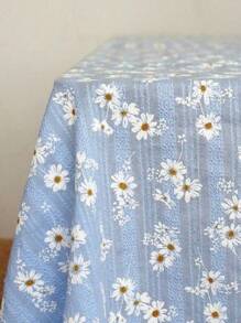 1 件美式复古简约涤纶亚麻流苏桌布，耐热矩形桌布适用于厨房、餐桌、咖啡桌、电视柜、家庭聚会、户外野餐 - 藍色 - 查看 7