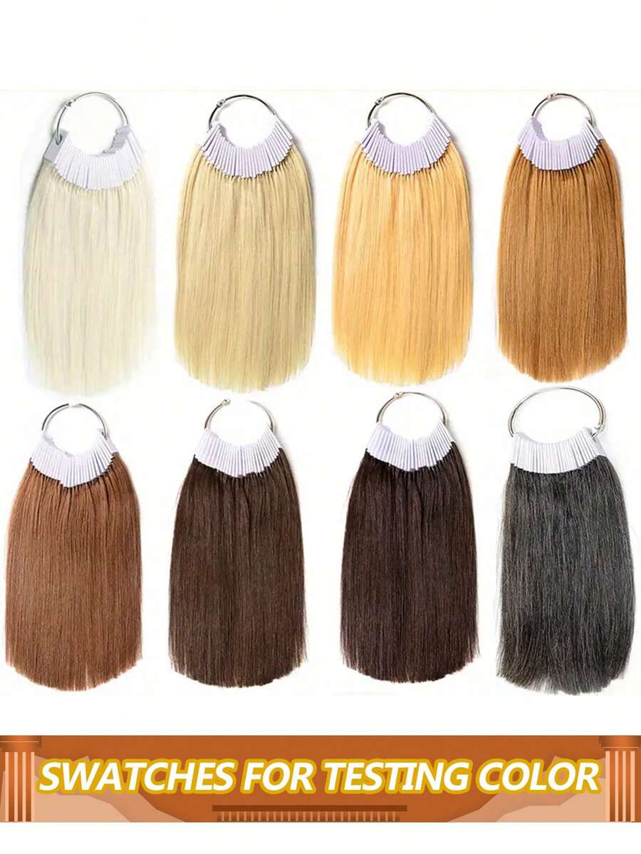 Real Hair Color Swatches Straight Hair Extensions, For Color Testing, Suitable For Dyeing Tests, Professional Hairdressing Accessories, 30pcs/Set, Hair Bundle Testing, Natural Black #613 #4 - Multicolor - View 1