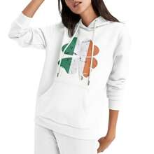 Womens Ireland Flag Hoodies Pullover Sweatshirts Long Sleeve Hoodie - White - View 3