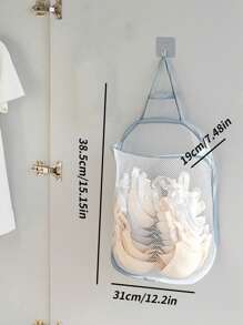 1pc/Set Foldable Wardrobe Hanging Underwear Storage Bag, Collapsible Storage Basket, Space-Saving Retractable Wall-Mounted Storage Basket For Bathroom Accessories, Underwear, Laundry, And Miscellaneous Items, Random Mesh Bag Included