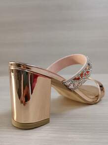Sandalia de tacon para mujer, zapatilla elegante y casual para lo evento formales e informales los puedes utilizar en la oficina, en comidas, Bodas, Bautizos, XV y mas, no te quedes sin los tuyos - Oro rosa - Ver 6