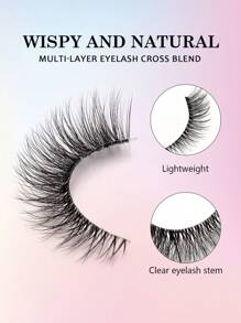 Asiteo 7 Pairs Clear Band Wispy Natural Lashes - Reusable, And Lightweight For A Dramatic Eye Makeup Look - Perfect For Everyday Wear False Eyelashes Strip Lashes, Lashes, Eyelashes, Fake Lashes - Black - View 2