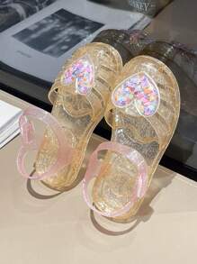 女童时尚心形设计公主鞋休闲夏季儿童果冻凉鞋镂空透气沙滩鞋