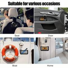 可调节汽车储物网袋，时尚黑色，方便安装手机和卡片