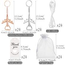 24pcs Airplane Shaped Bottle Opener Keychain, Comes With Burlap Bag, String, Thank You Card - For Gender Reveal Party, Birthday, Gifts, Valentine's Day, Kitchen & Bar Supplies, Party Favors