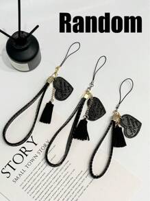 1 件镂空直边动物蝴蝶彩绘加厚防震彩绘手机壳配新皮革心形腕带 DIY 手机壳饰物，流苏吊坠短腕带饰物 - 彩色 - 查看 8