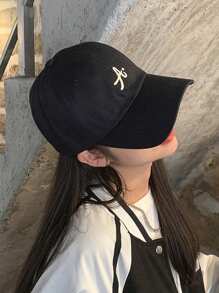1pc Women's Embroidered Big 'A' Baseball Cap, Adjustable Outdoor Casual Sun Hat For Travel & Beach, Suitable For Spring/Autumn, Unisex Y2K Style Sun Hat For Young People - Black - View 3