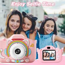 Cámara digital, grabadora de la infancia, cámara de video, juguete cámara para niñas y niños de 3 a 12 años, cámara de video digital para niños con funda de dibujos animados, cámara divertida con videojuegos, mejor regalo de cumpleaños y festividad para niños