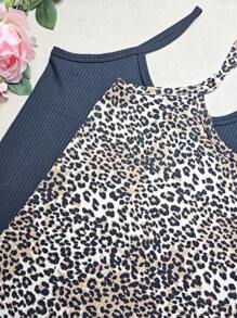 Simple Casual Regata Plus Size G1 Veste 48/50 - G1 Vest KIT2 Black + Leopard Print - View 2