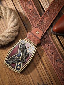 1 件男士波西米亚西部牛仔风格带扣腰带，复古深棕色 PU，适合所有季节秋冬配饰，适合青少年、青年、男士、休闲、户外、运动、度假、毕业礼物、生日、日常穿着 - 鞋子666 - 查看 6