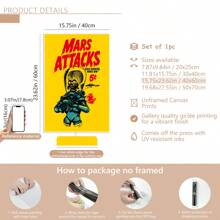 1pc Unframed Canvas Poster, Vintage Art, The Martians Are Coming! Movie Posters, Classic 90s Vintage Wall Movie Art Print Photos, Bedroom Living Room Hallway, Wall Art, Wall Decor, Winter Decor, Room Decor Ideal Gift, Posters, Wall Art, Room Decoration Stuff,Modern, Quotes Gifts Birthday Graduation