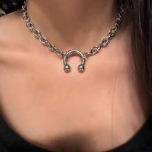 1pc Titanium Steel Silver Twist Chain Nose Clip Pendant Necklace For Women, Suitable For Party, Daily Wear
