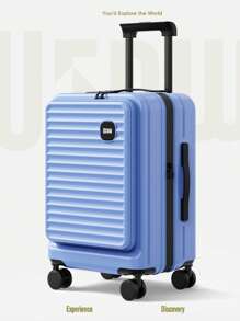 20 Inch Functional Boarding Case, Portable Suitcase With Cup Holder, Luggage With Password Lock,Solid Color Luggage Case Set : Portable Square Handside Handbag & Large Capacity Handside Travel Suitcase With Password,Large Capacity Suitcase, Functional Travel Trolley Case, Boarding Case & Luggage With Cup Holder