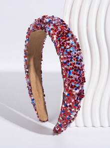 1 pieza Nuevo estilo de diadema con corona alta decorada con lentejuelas, accesorio de fiesta brillante y de moda