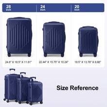 SUNROAD 3pièces avec protections d'angle Valise de voyage , 20/24/28 pouces, coque rigide, roulettes pivotantes à 360 degrés, multifonctionnelle, grande capacité, légère, multicolore à la mode - 3 en 1 Marine - Voir 5