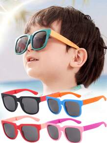 1pc New Foldable Fashion Glasses For Kids, Suitable For Boys & Girls, Fully Foldable Design, Deformation Resistant, Suitable For Outdoor Photography, Outdoor Activities - Multicolor - View 2