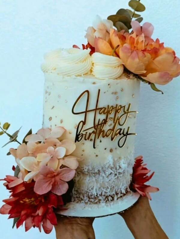 Set de 4 piezas/2 piezas/1 pieza Decoración de tarta de cumpleaños de acrílico "Feliz Cumpleaños" - Decoración elegante de letras para tartas de cumpleaños, fiestas y celebraciones, decoración de tarta reutilizable, decoración elegante y ligera para tartas, magdalenas y mesas de postres, accesorios fotográficos y decoraciones para fiestas