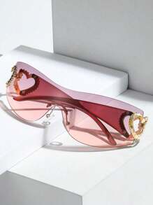 1pc Plastic Frameless Wrapped Gold Heart-Shaped Decorative Fashion Fashion Glasses For Women