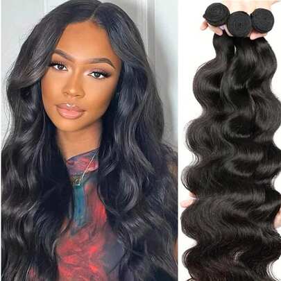 Body Wave 3 束巴西雷米未加工人发波浪双面拉发束编织接发自然深黑色