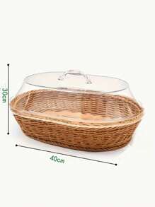 1 个 Faradabiao 葡萄藤面包篮，带透明亚克力盖 - 耐用、可清洗的食物托盘，用于盛放甜点和水果 - 非常适合厨房、野餐和家庭展示