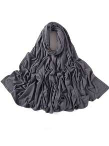 1 Stück Damen Jersey-Schal mit schwer bestickter Bordüre in Unifarbe, eleganter Strass-besetzter Schal mit Malay-Strass, langer Jersey-Hijab-Schal, afrikanisches Kopftuch, geeignet als Reise-, Urlaubs- und Party-Accessoire für Damen