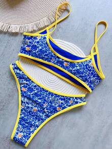 New Design Bikini Printed Sexy Backless Swimwear - Multicolor - View 2