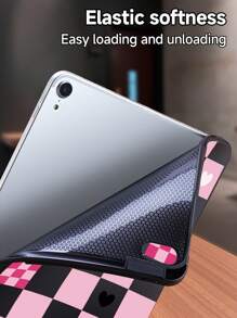 粉色格子保护套适用于 iPad 第 10 代、iPad Air 4/5 10.9 英寸，兼容三星 Tab A7 Lite 8.7 英寸、S6 Lite 10.4 英寸，四角防摔，单手握持