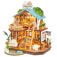 Rolife Puppy's Cozy Villa DIY Miniature House Kit With LED And Furniture Wooden Dollhouse Model Building Kit Gift For Teens And Adults - Multicolor - View 3