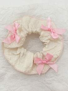 3 stuks schattige stoffen strik haar scrunchies, getextureerde haarelastiekjes met hoge esthetische waarde voor lentemeisjes, polyestervezel