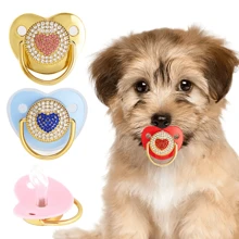 1pc Pet Pacifier Toy, Made Of Silicone Material, Shiny Rhinestone Design, Suitable For Pets Chewing And Photo Taking - Multicolor - View 1