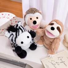 Juguete de peluche suave y lavable de 25 cm/9.84 pulgadas con forma de animales de la jungla, títere de mano para el juego de roles de niños con león, canguro, elefante, jirafa, cerdo, mono, con boca abierta como accesorios de actuación, muñeco de peluche que ofrece a los niños un gran títere de dedo