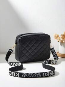 Minimalist Diamond Pattern Quilted Butterfly Embroidered Handbag, Multi-Pocket Casual Crossbody Bag, Sports Camera Bag, Ladies Shoulder Bag, Wallet, School/Business Bag, Personalized Gift, Best Friend Present, Custom Luggage