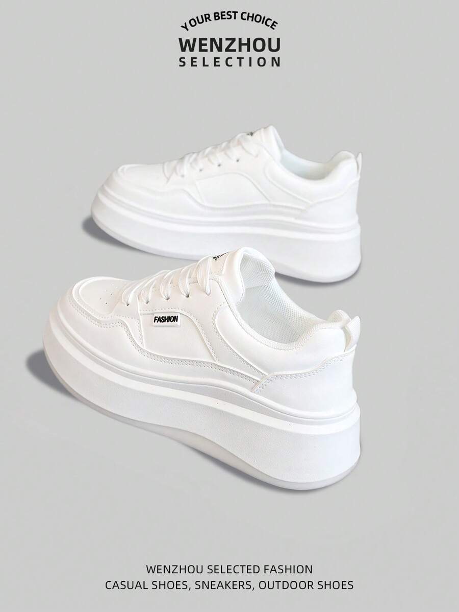 New Spring/Autumn Women's Shoes, Breathable Colorblock Platform Sneakers, Casual Versatile Fashion Shoes - White - View 1