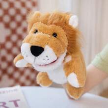 Juguete de peluche suave y lavable de 25 cm/9.84 pulgadas con forma de animales de la jungla, títere de mano para el juego de roles de niños con león, canguro, elefante, jirafa, cerdo, mono, con boca abierta como accesorios de actuación, muñeco de peluche que ofrece a los niños un gran títere de dedo